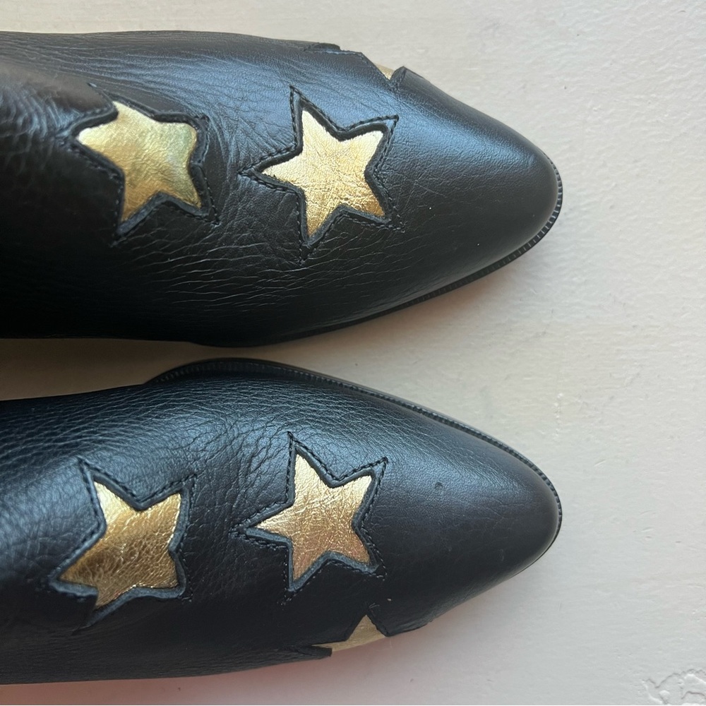 MODERN VICE Golden Bolt Black & Metallic Gold Leather Ankle Boots Size EU 35/US5 - Picture 9 of 16